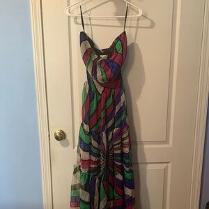 Arden B Multicolor Striped Maxi strapless Dress